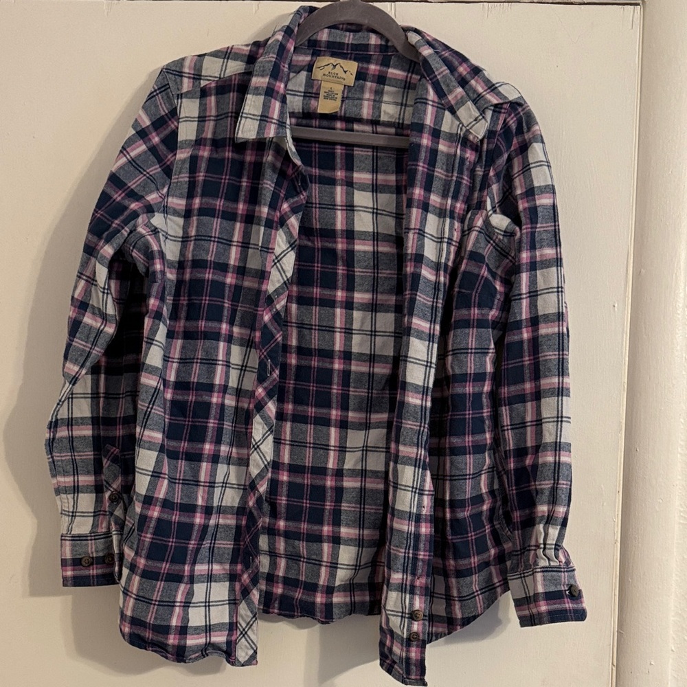 Plaid Button Down Shirt - Navy and Pink